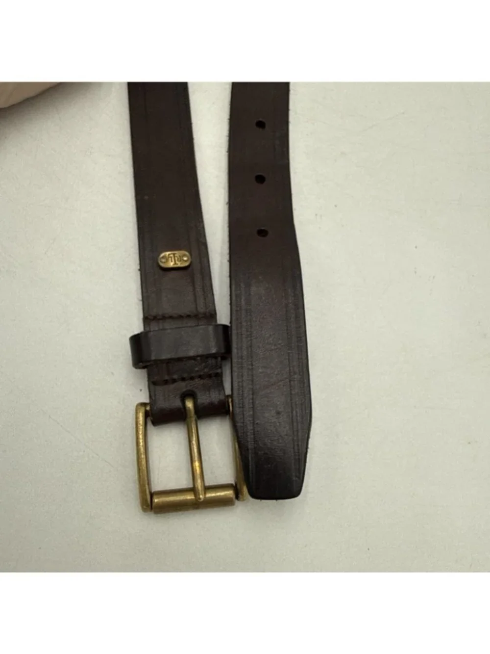 Lauren Ralph Lauren Women’s Brown Leather Belt Size M Brass Buckle
